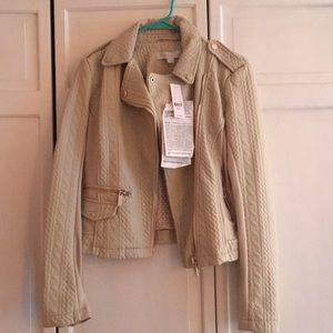 New York and Company Cream Leather Jacket